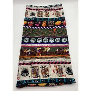 Vtg Nicole Miller Casino Silk Scarf Slots Poker Horse Racing Gamble 42”x42” EUC